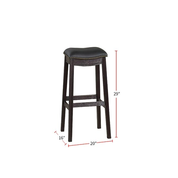 Black PU Upholstery Bar Stool， Set of 2