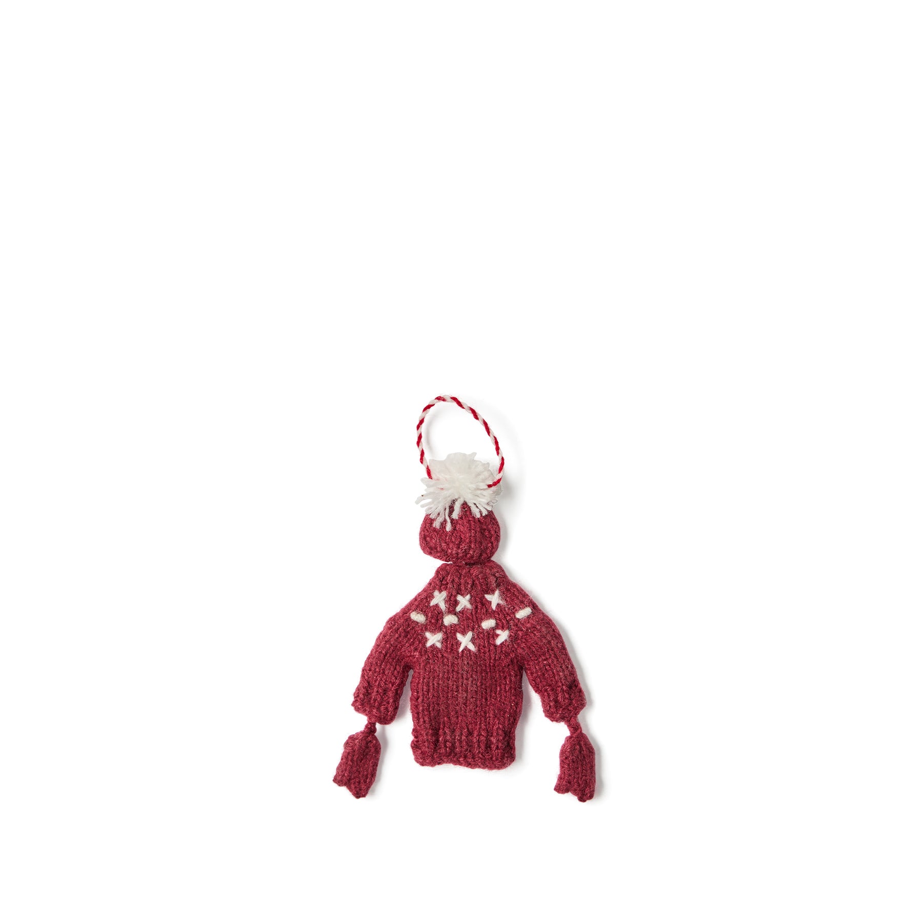 Holiday Sweater Ornament in Burgundy