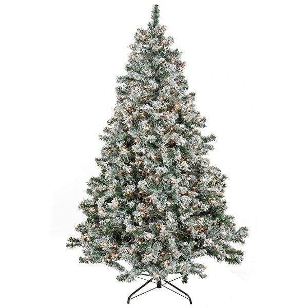 National Tree Company 9 ft. Prelit Artificial Snowy Crestview Hinged Tree，900 Clear Lights