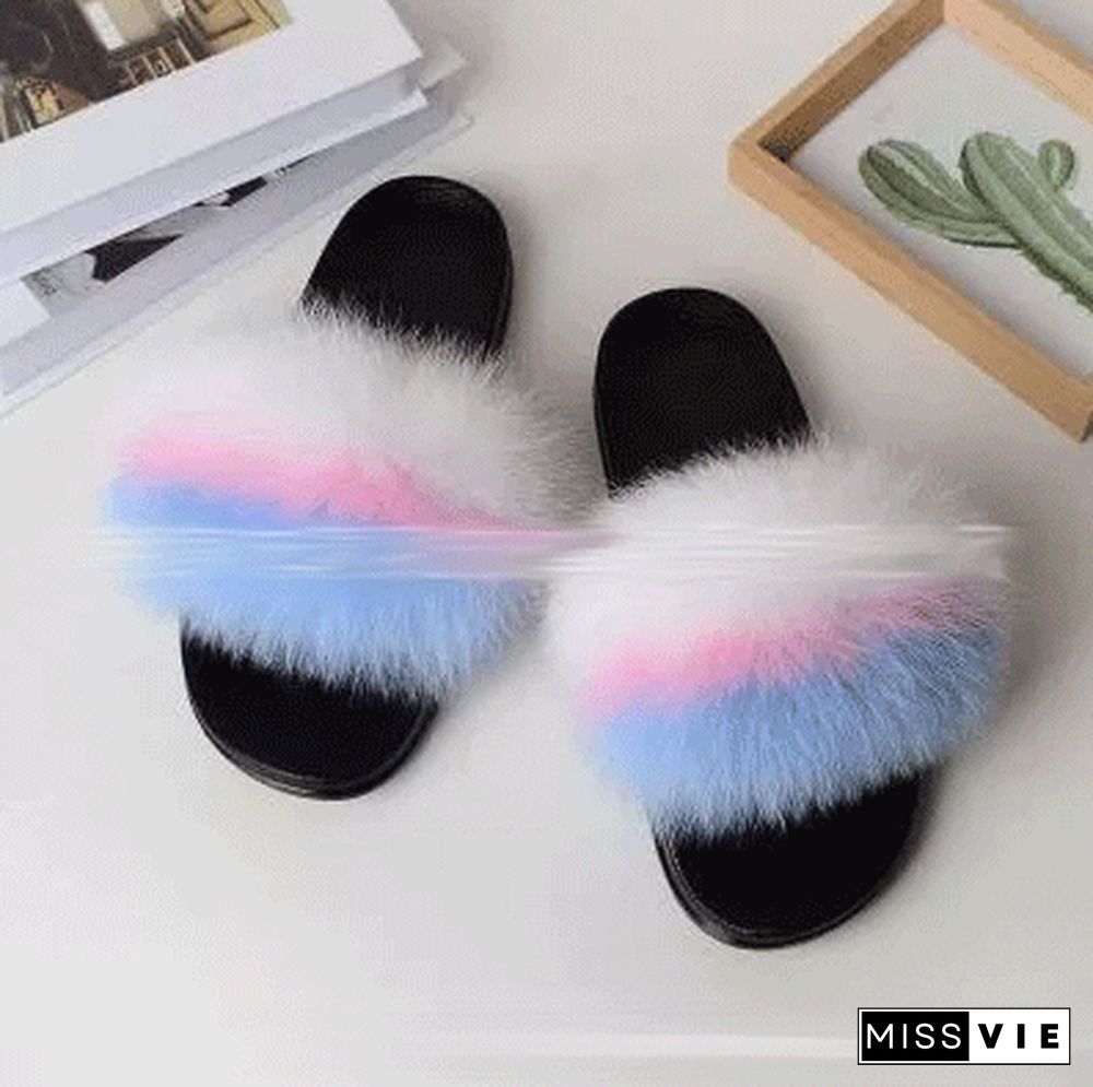 Furry Slippers Flat Half-drag Slippers