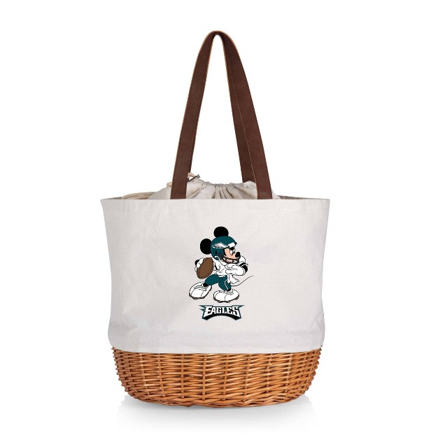 Nfl Philadelphia Eagles Mickey Mouse Coronado Canvas And Willow Basket Tote Beige Canvas