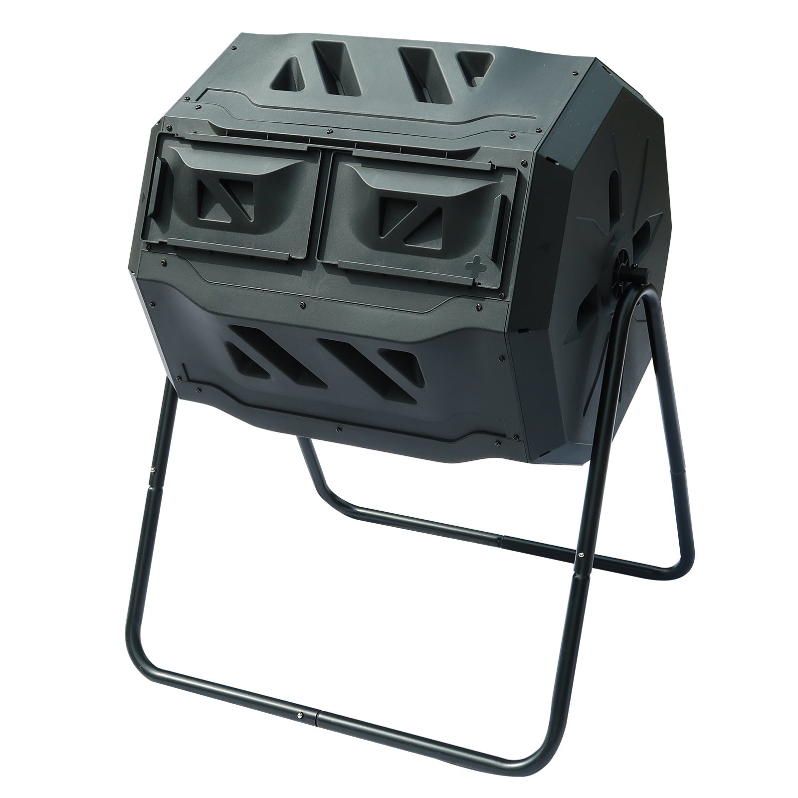 42 Gallon Large Outdoor Dual Chamber Compost Bin, Garden Patio Rotary Composter