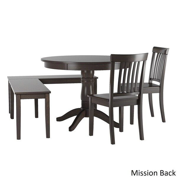 Wilmington II Round Pedestal Base Antique Black Breakfast Nook Set by iNSPIRE Q Classic