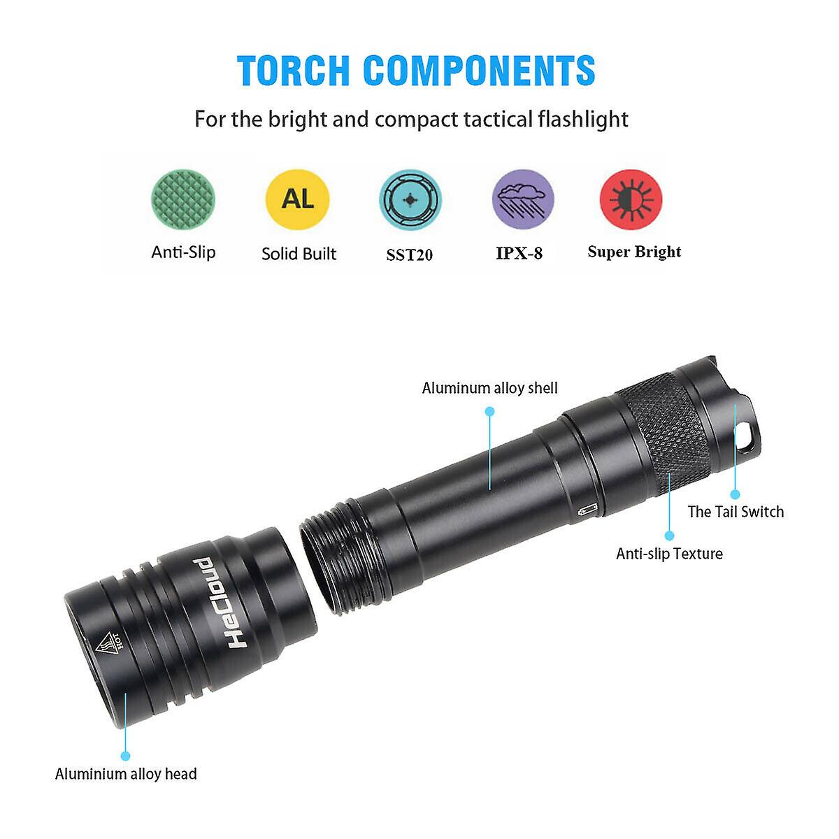 Underwater Flashlight Professional Diving Light Led Waterproof Dive Scuba Lamp