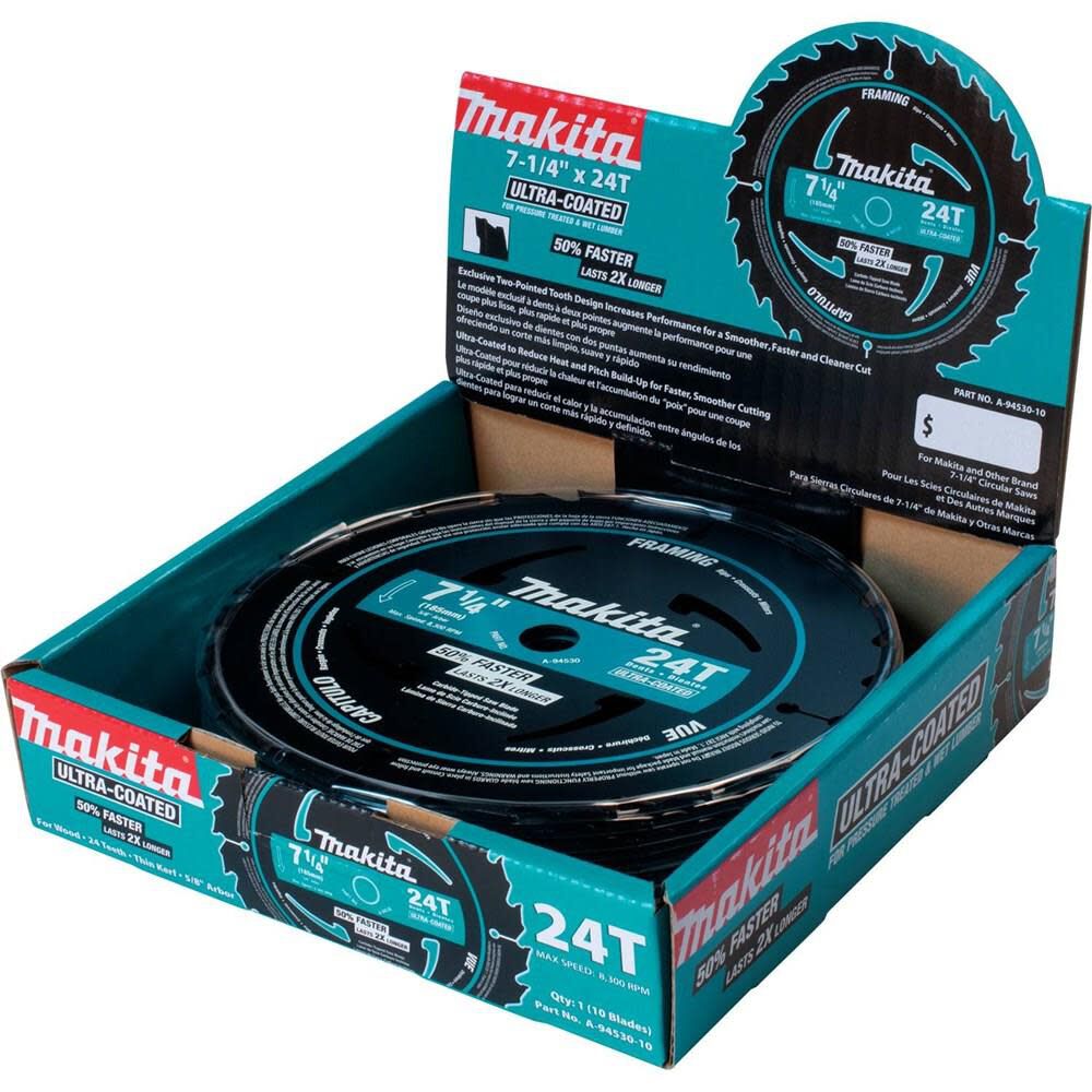 Makita 7-1/4 In. 24T Framing Blade 10Pk A-94530-10 from Makita