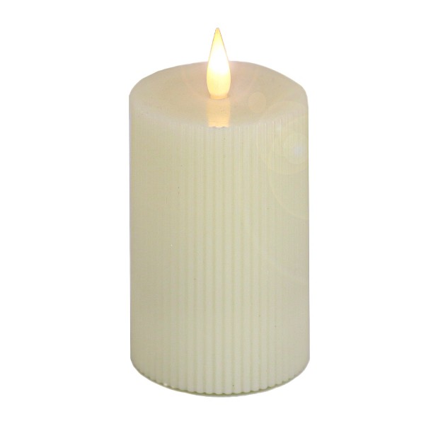 Hgtv Home Collection Georgetown Real Motion Flameless Candle With Remote Ivory With Warm White Led Lights Battery Powered 7 In