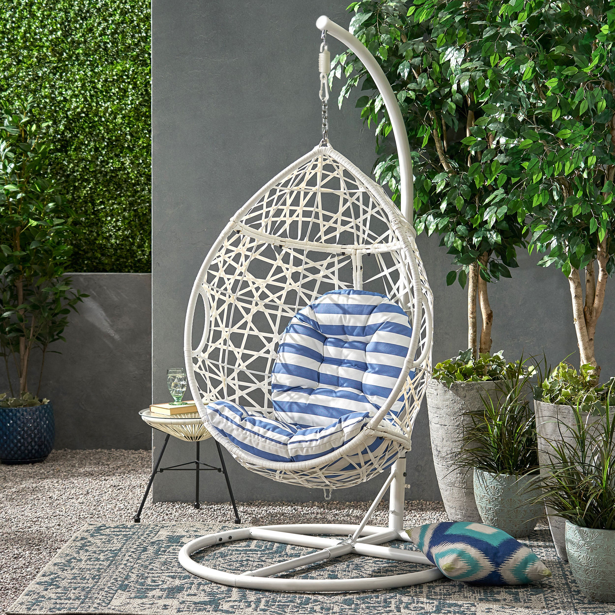 Berkley Outdoor Wicker Hanging Teardrop / Egg Chair