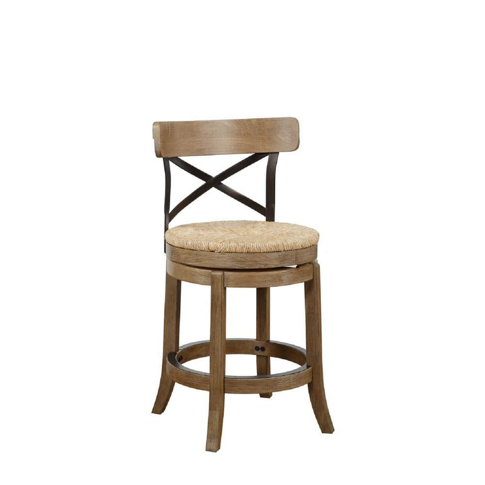 Boraam Myrtle 24 in. Wheat Wire-Brush Wood Frame Counter Height Bar Stool 76924