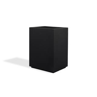 PolyStone Planters Cozumel Column 23 in. x 30 in. Black Composite Planter 5004