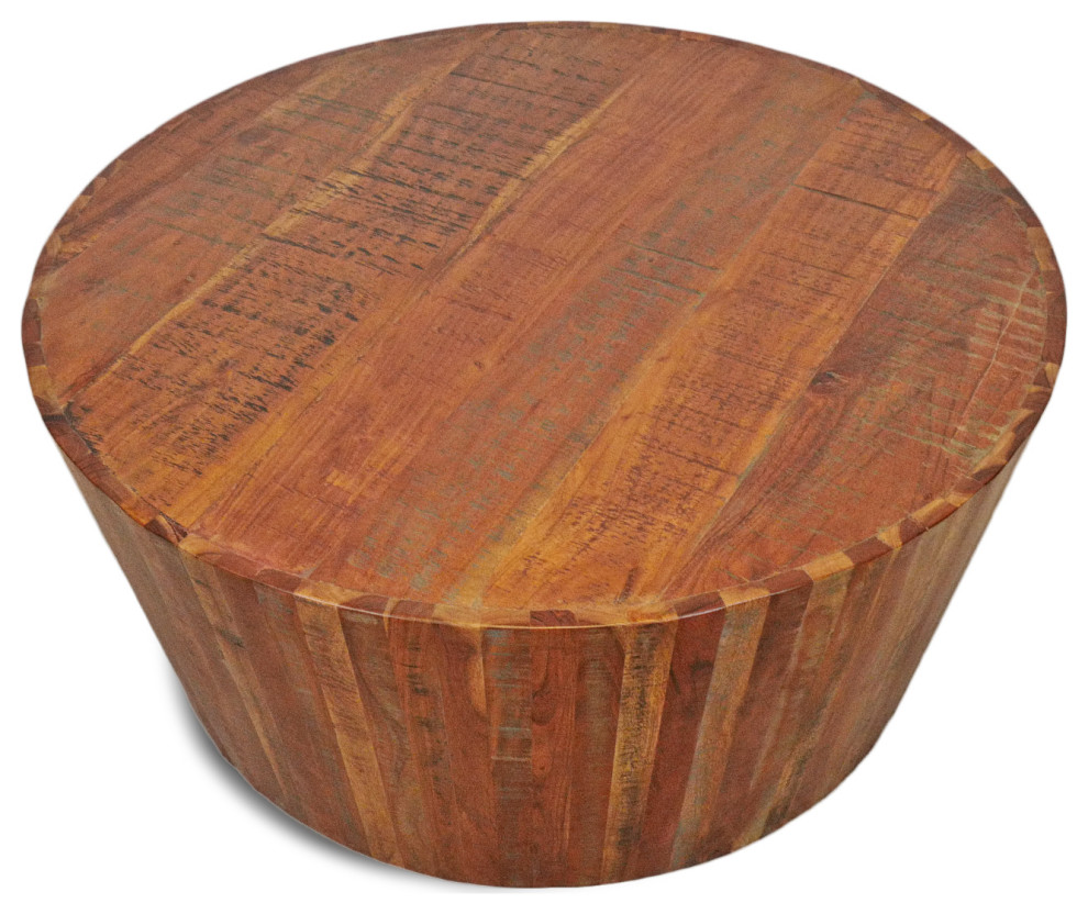 Salvaged Acacia Round Coffee Table   Farmhouse   Coffee Tables   by Design Mix Furniture  Houzz