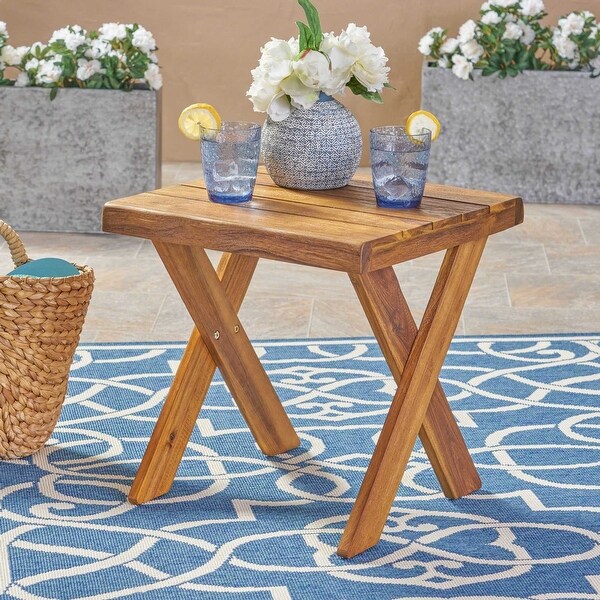 Patio Side Table With A Classic Cross Base