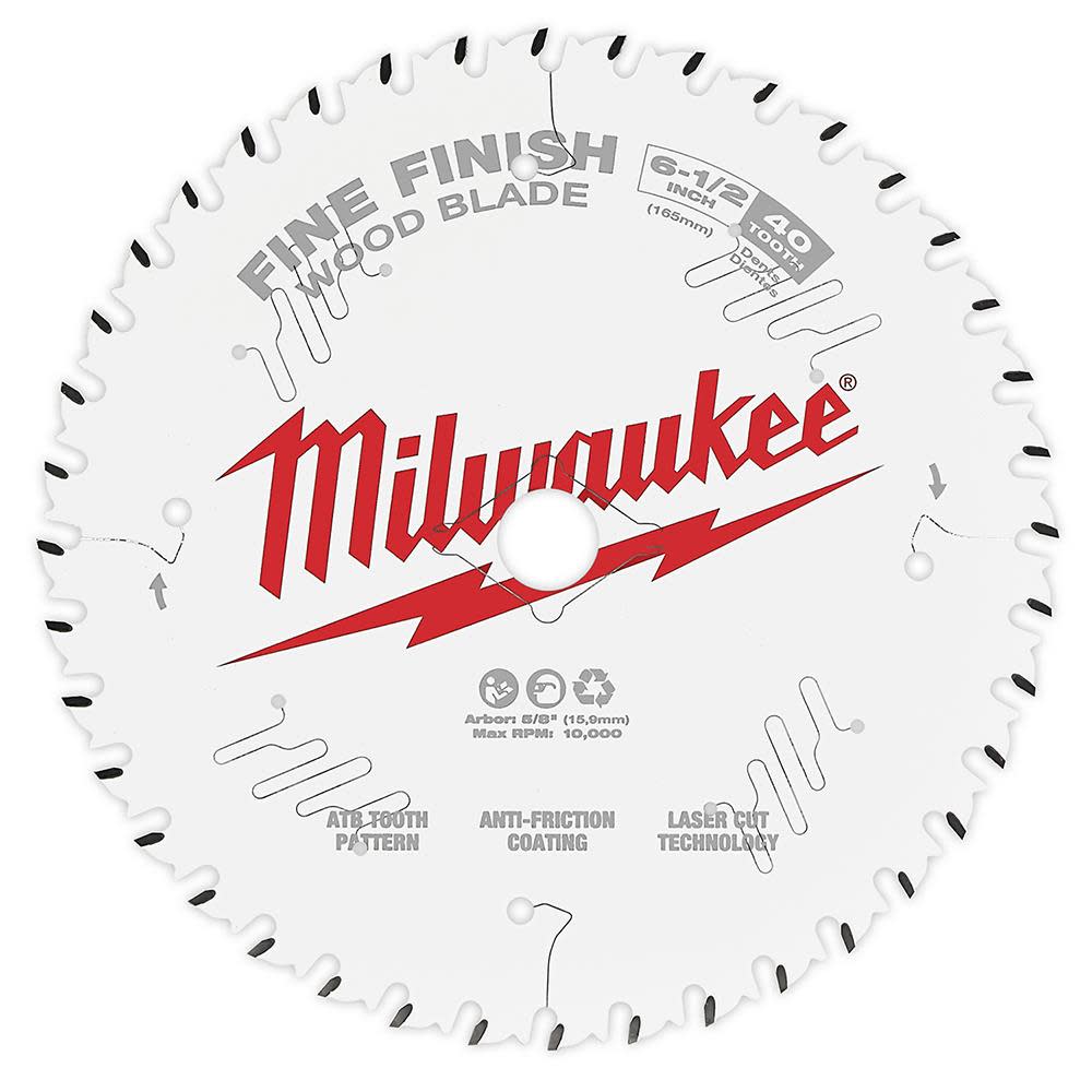 Milwaukee 6-1/2 in. 40T Fine Finish Circular Saw Blade 48-40-0622 from Milwaukee