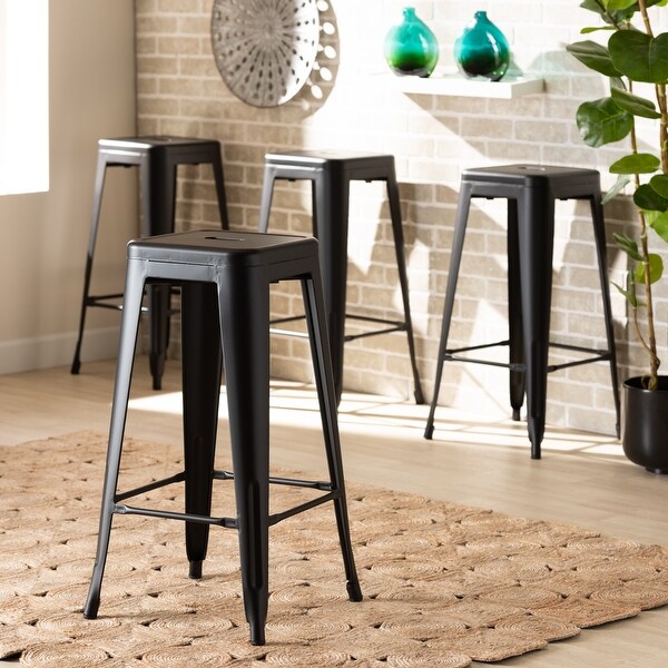 Horton Modern and Industrial Styled Stackable Metal Bar Stool Set(4pc)