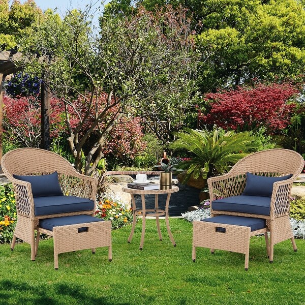 AVAWING 5 Pieces Patio Furniture Set Outdoor Rattan Chairs Wicker Conversation Bistro Set