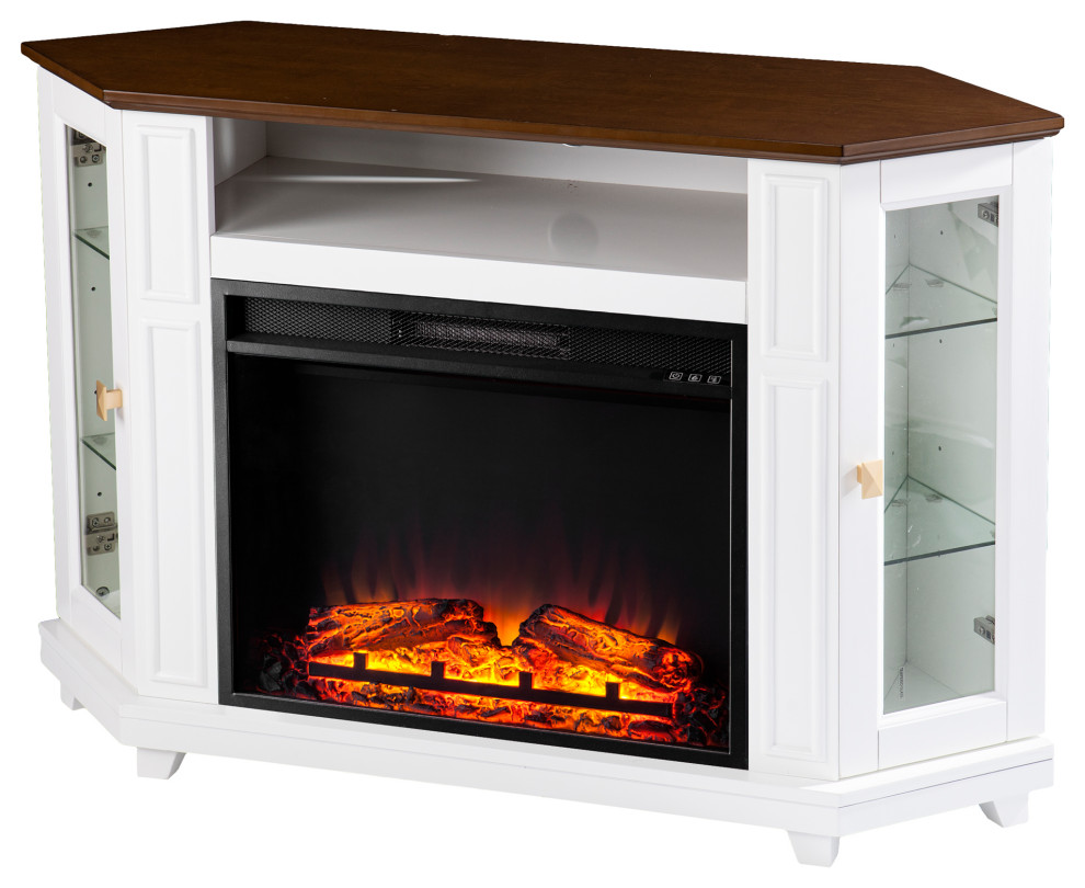 Willesden Base Electric Media Fireplace With Storage   Transitional   Entertainment Centers And Tv Stands   by SEI  Houzz