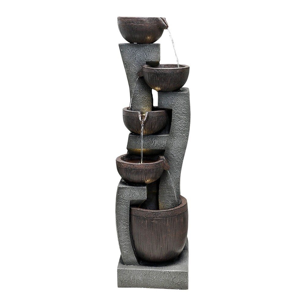 43.7'' Curving Water Fountain 5 Tier Resin Waterfall Outdoor