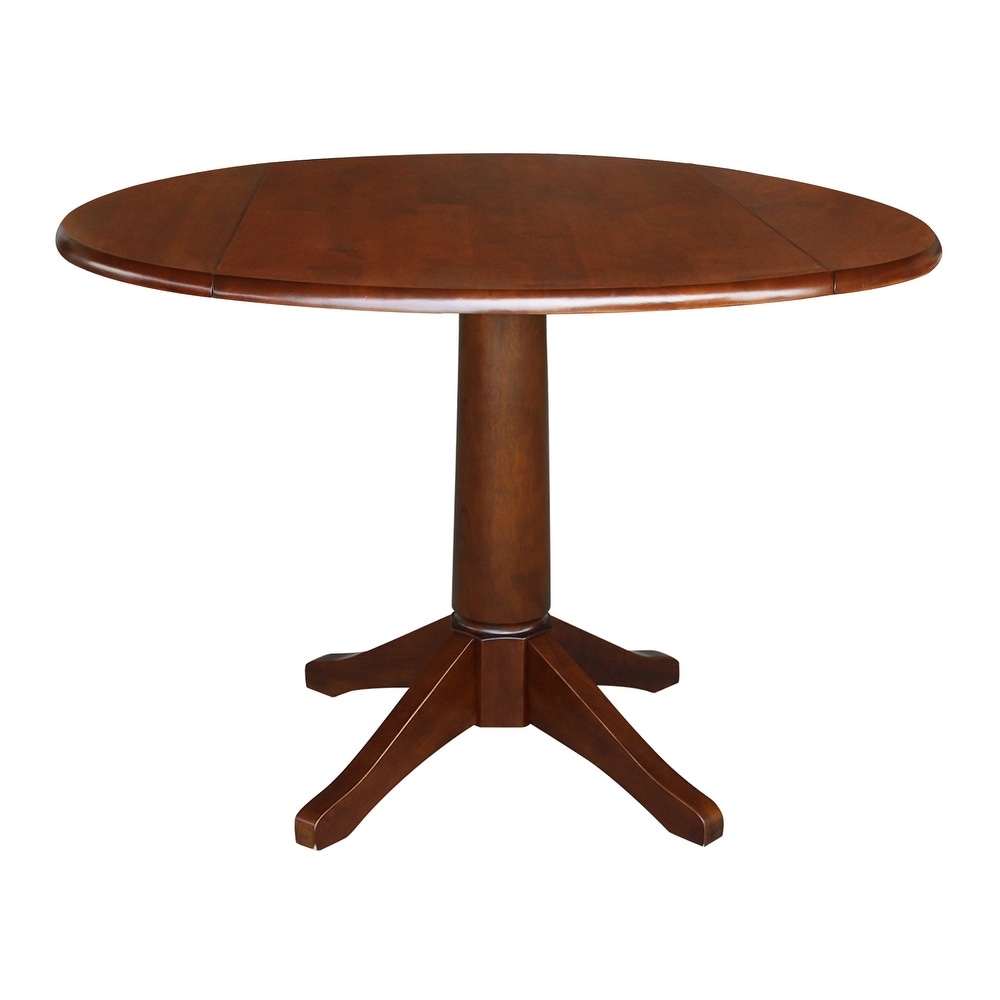 42 in. Round Top Dual Drop Leaf Pedestal Dining Table