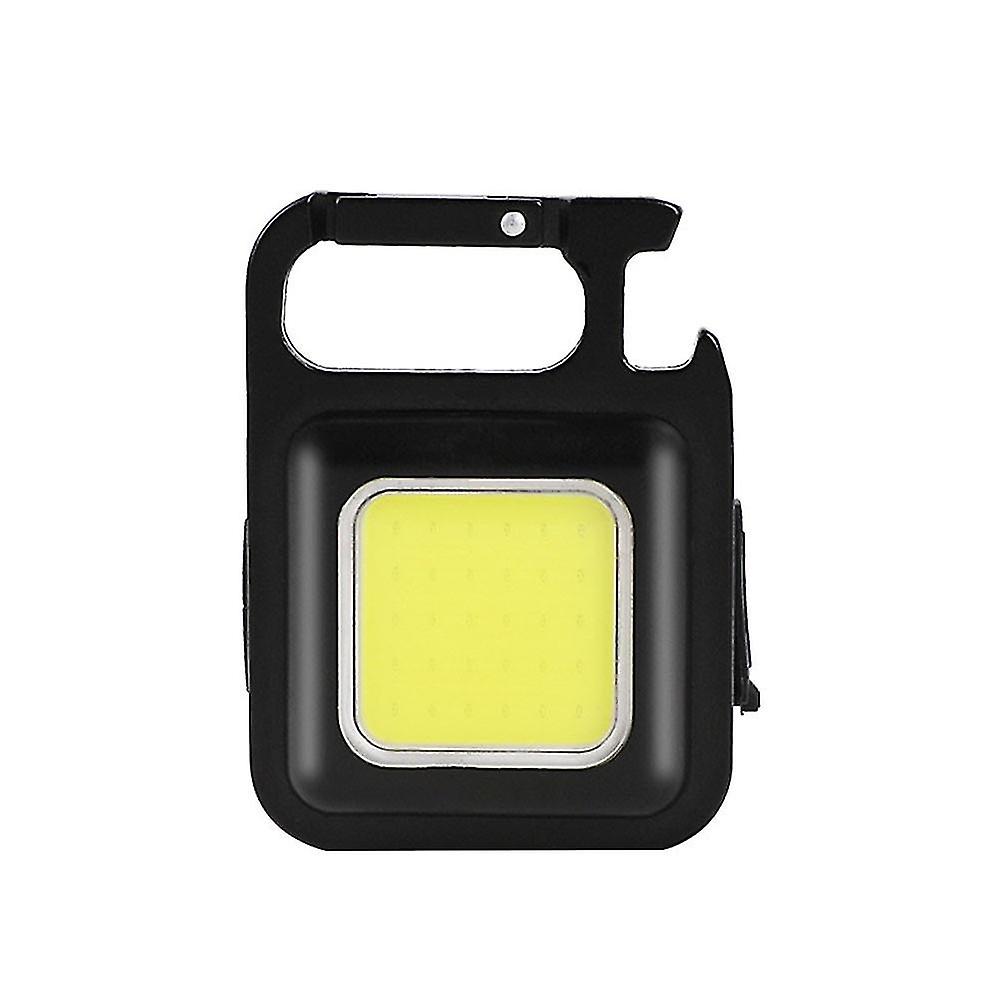 Mini Led Flashlight Portable Rechargeable Emergency Light Cob Key Ring Working Lamp 4 Light Modes Bottle Opener Magnet Base For Outdoor Camping Hiking