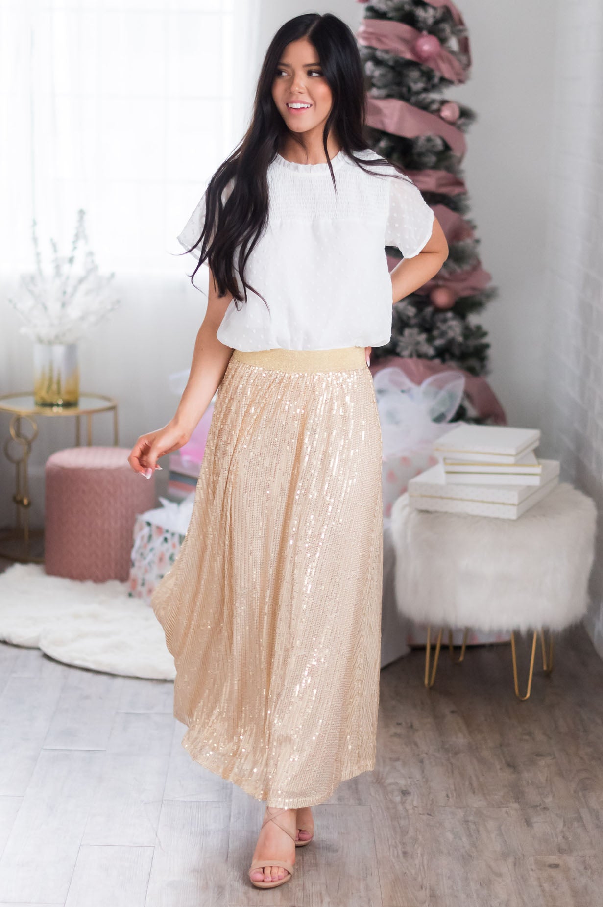 Make A Wish Modest Sequin Skirt