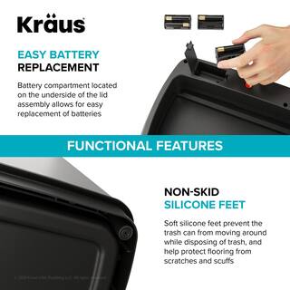 KRAUS Garbage Pro Rectangular 13 Gal. Motion Sensor Trash Can in Stainless Steel with Soft Shut Lid KTCS-10SS