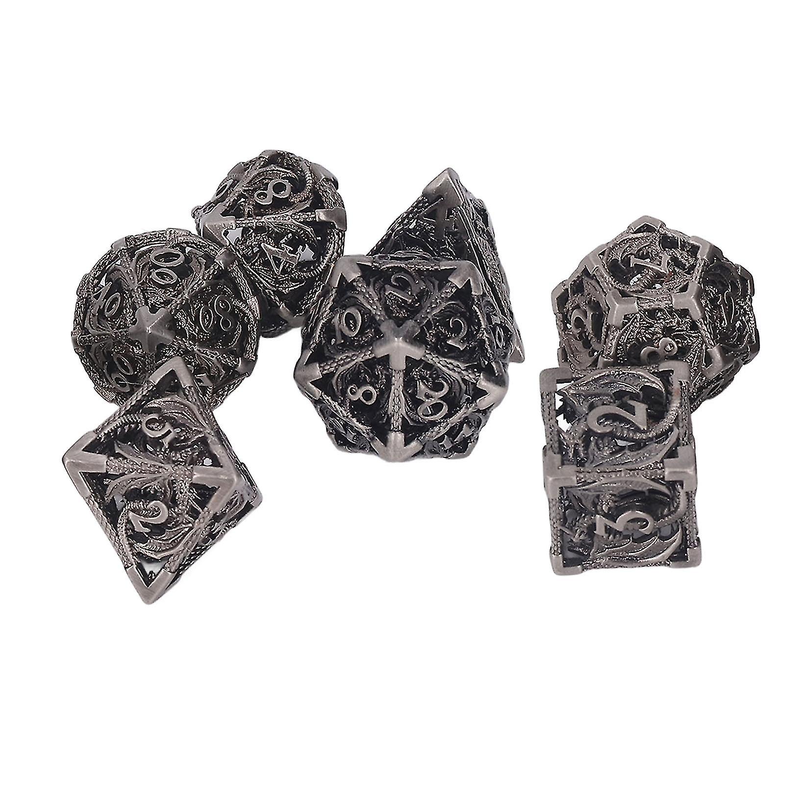 7pcs Table Game Metal Dice Fine Copper Hollow Lightweight Polyhedral Teaching Metal Dice Set