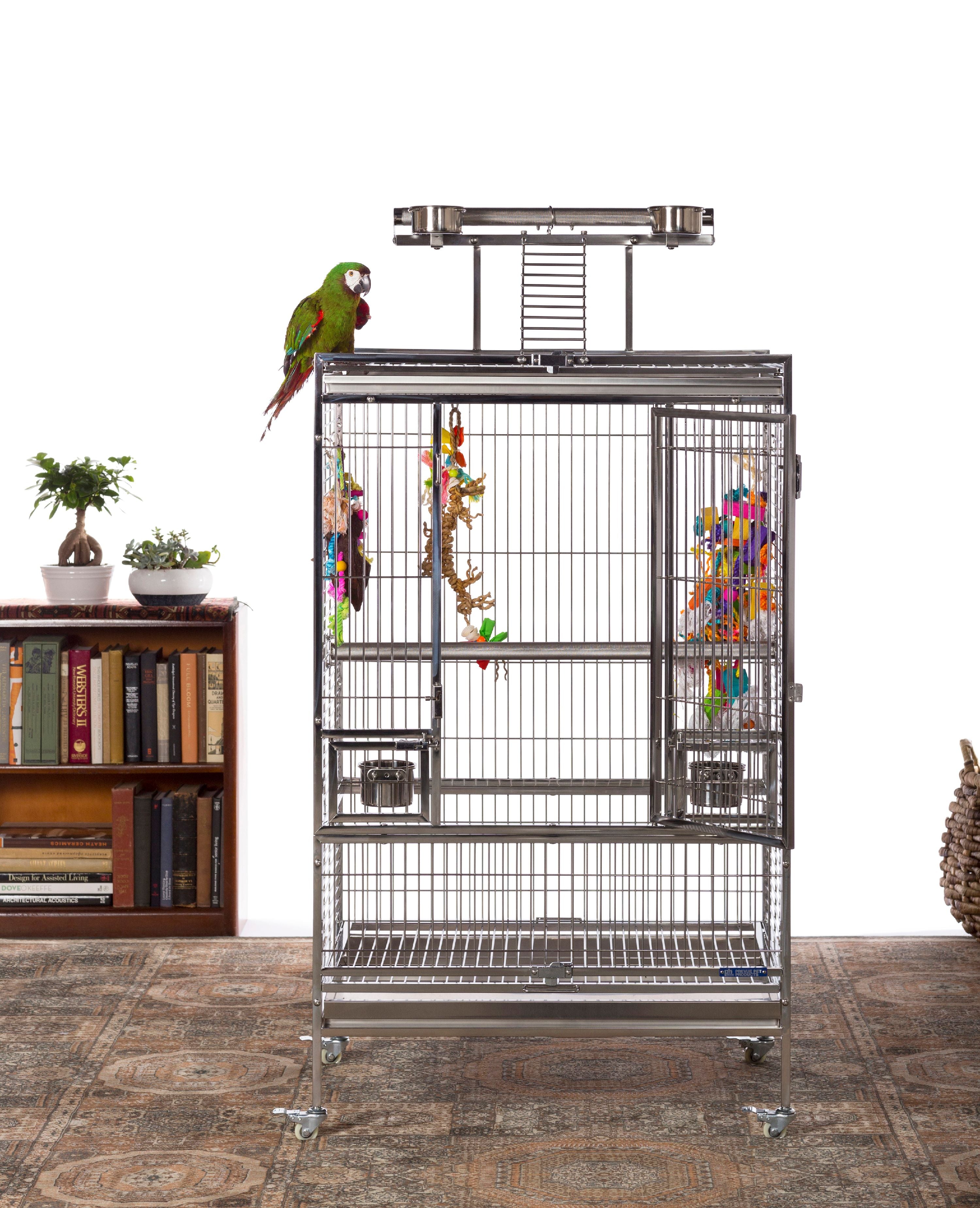 Prevue Pet Products Large Stainless Steel Bird Cage with Play Top and Large Door