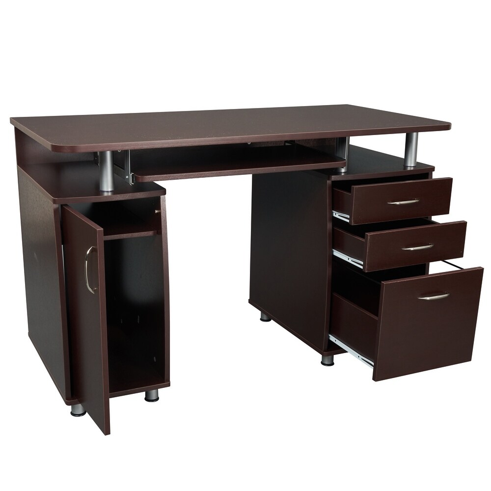 Complete Workstation Computer Desk with Storage for Office  Study  Bedroom  Chocolate