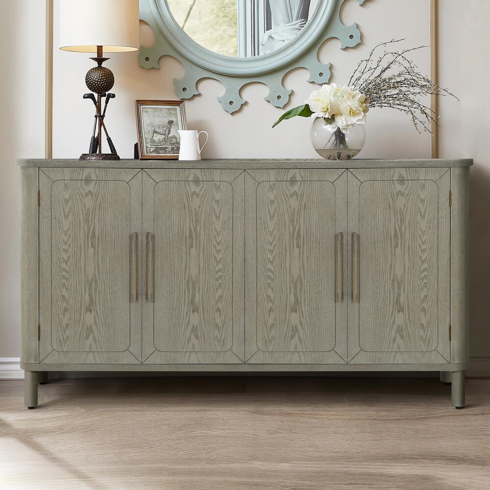 Curved Countertop Storage Cabinet with Four Doors