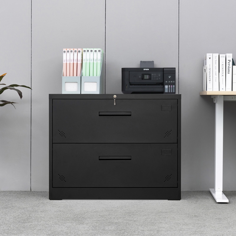 2 Drawer Lateral Filing Cabinet for Legal/Letter A4 Size  Large Deep Drawers Locked By Keys for Home office