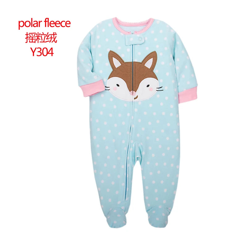 Docinmom 2023 Baby Warm Clothes Fleece Romper Cartoon Fox Unicorn Dinosaur Sleepwear New Born Bebe Clothing Jumpsuit Coverall