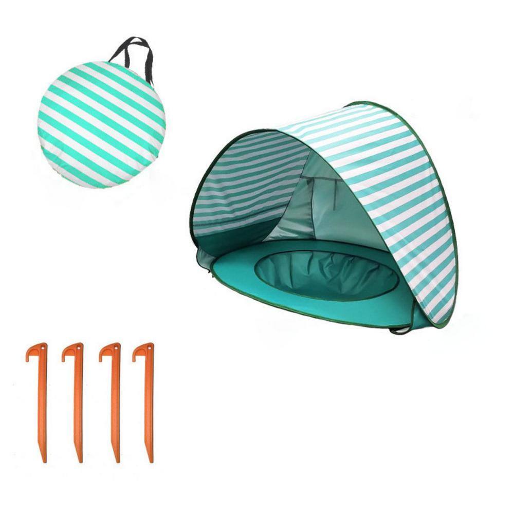 Aoibox 1-Person Green Stripes Cute Babies Beach Tent Holiday Shade Splash Tent for Babies HDDB1345