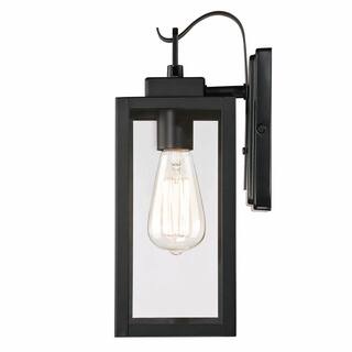 Hukoro Martin 1-Light Matte Black Outdoor Wall Lantern Sconce with Clear Glass FAY-US-OD-142-B-2