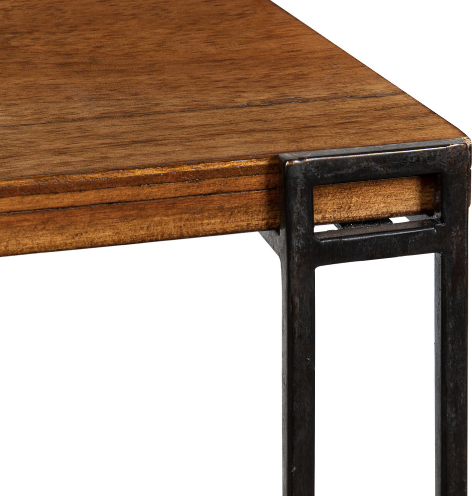 Lintz Wood and Metal Tea Table  Brown 12x12x30   Industrial   Side Tables And End Tables   by Uniek Inc.  Houzz