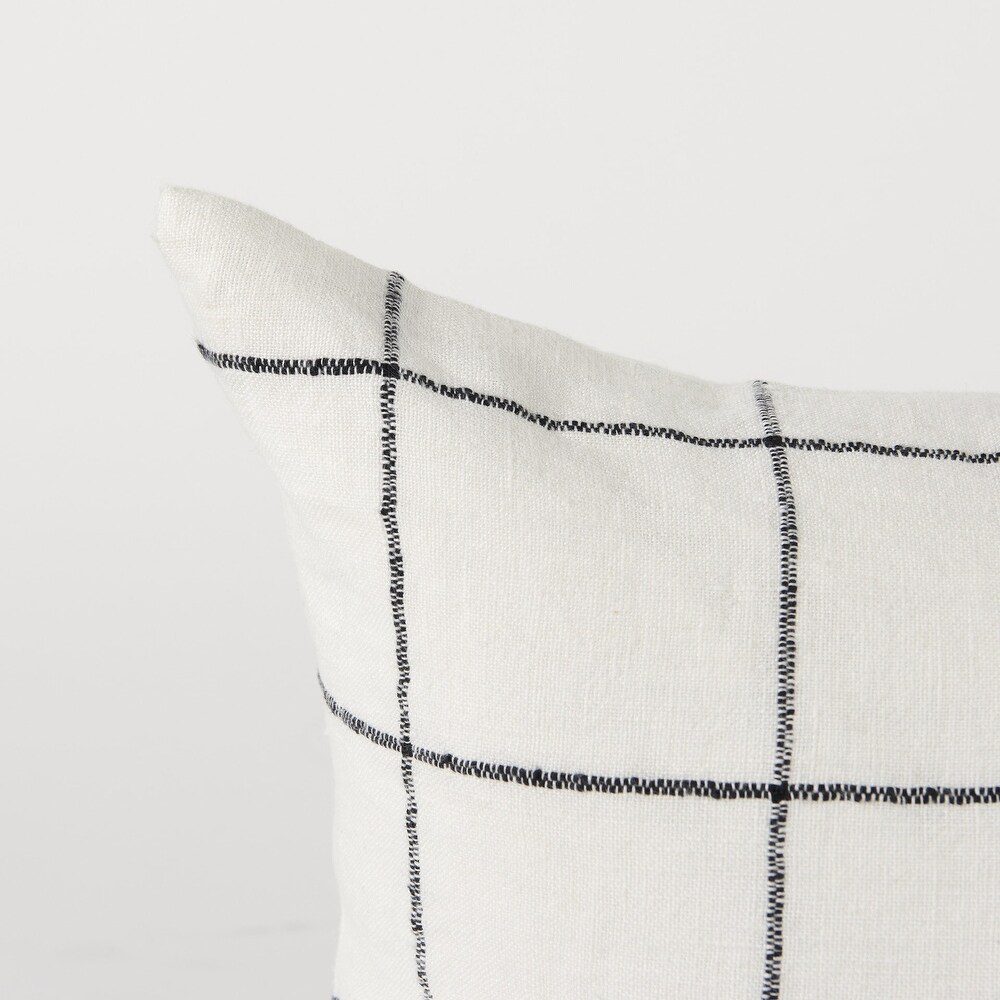 White and Black Grid Accent Pillow Cover