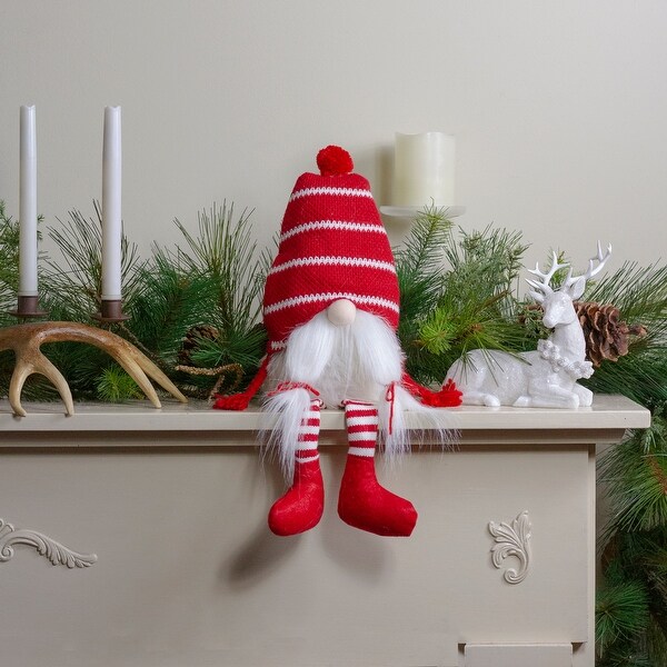 Plush Striped Sitting Christmas Gnome Figure