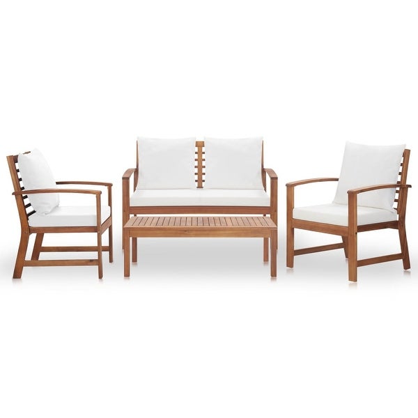 4 Piece Garden Lounge Set with Cushions Solid Acacia Wood - Overstock - 37574272