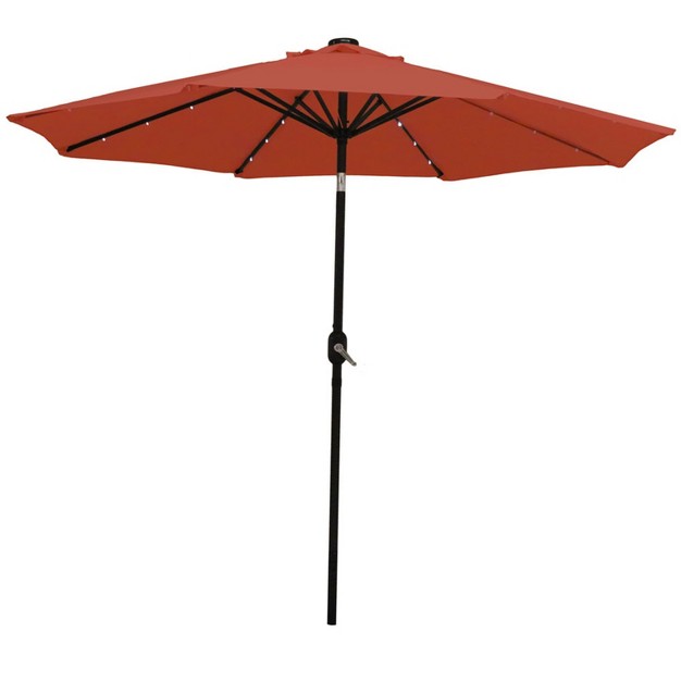 Sunnydaze Outdoor Aluminum Pool Patio Umbrella With Solar Led Lights Tilt And Crank 9 x27