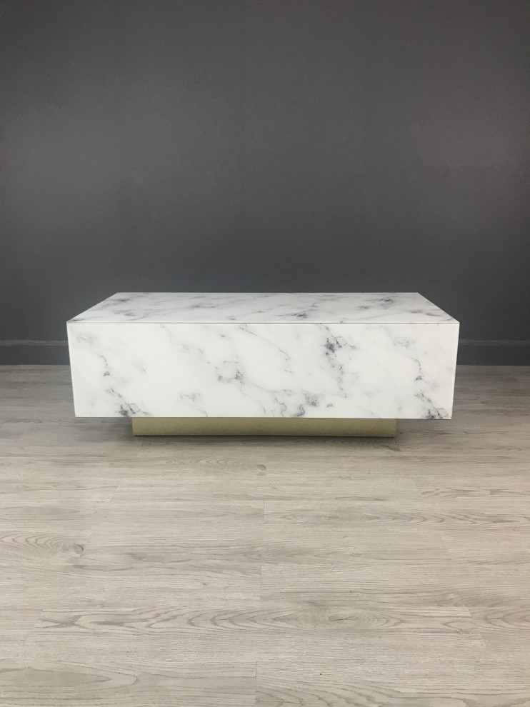 Lyla Marble Design Block Coffee Table   Contemporary   Coffee Tables   by Statements by J  Houzz