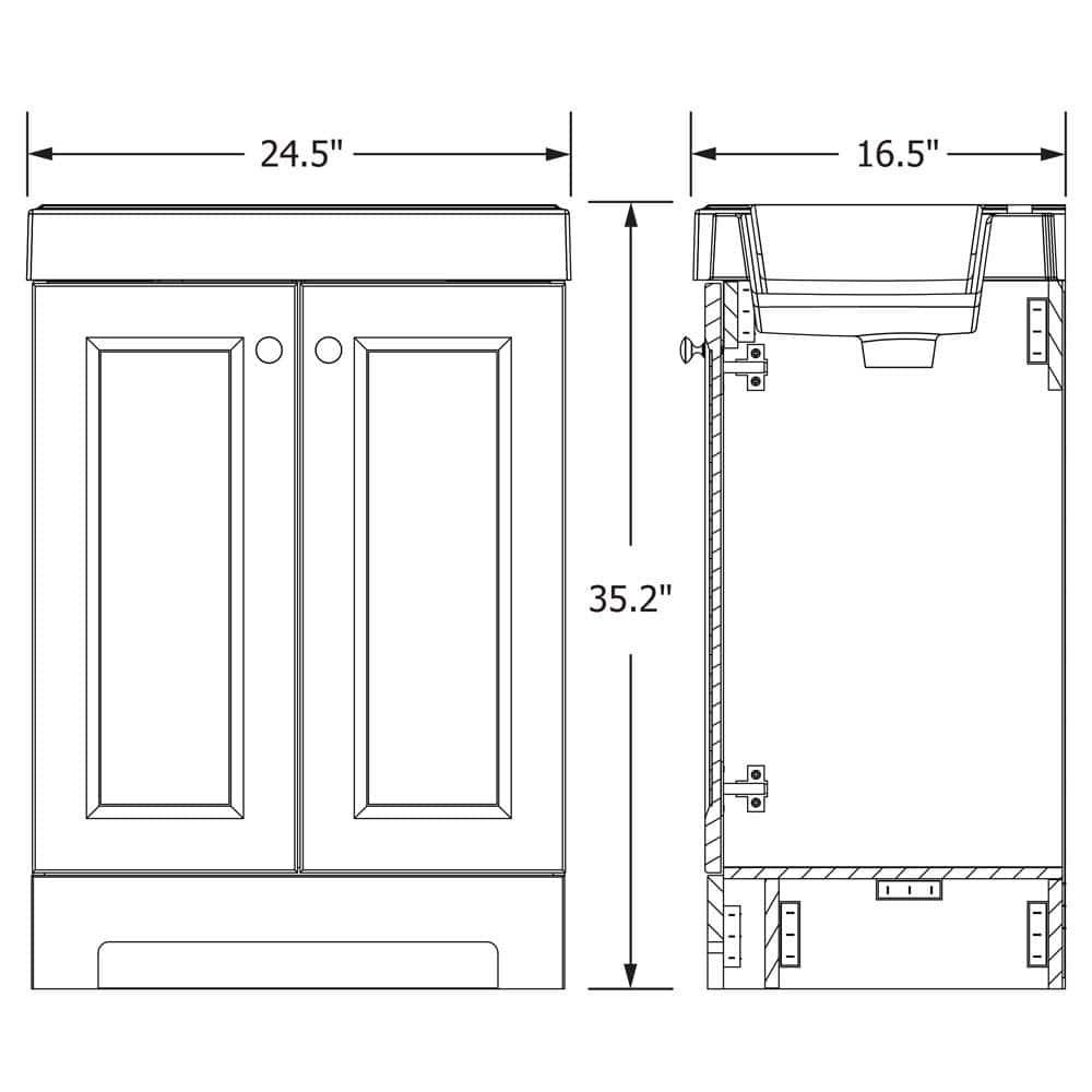 Glacier Bay Shaila 245 in W x 162 in D x 351 in H Freestanding Bath Vanity in White with White Cultured Marble Top