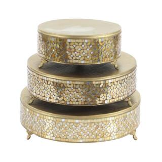 Litton Lane Gold Metal Glam Cake Stand (Set of 3) 23980