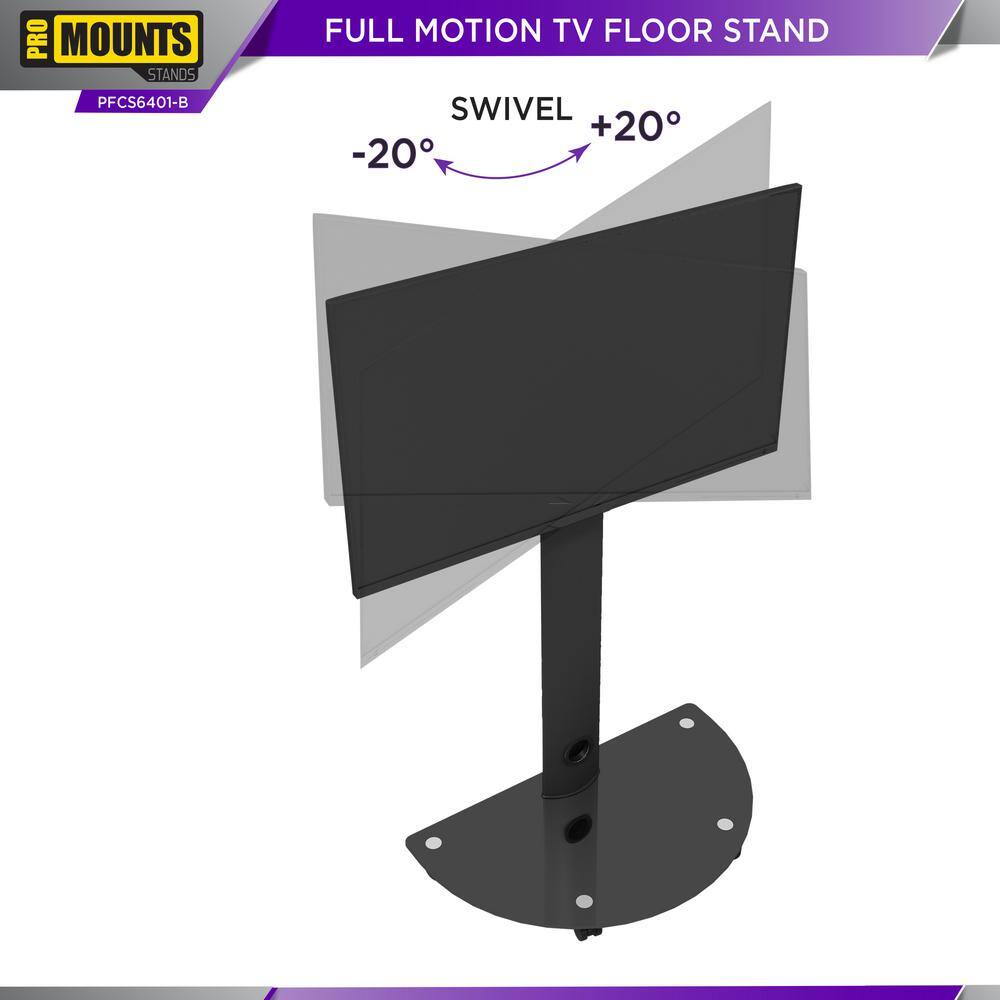 ProMounts Heavy Duty Premium Universal Mobile Swivel TV Mount Portable Floor Stand for 32-70 in. TVs up to 88 lbs. PFCS6401-B