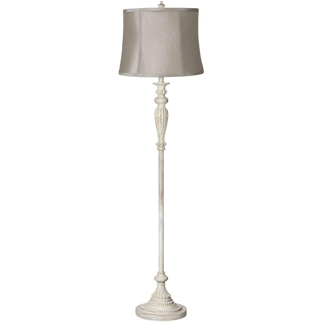 Tall Antique White Washed Taupe Gray Drum Shade For Living Room Reading Bedroom Office