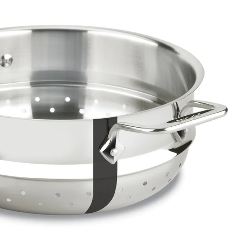 All-Clad E414S6 Stainless Steel Pasta Pot and Insert Cookware， 6-Quart， Silver