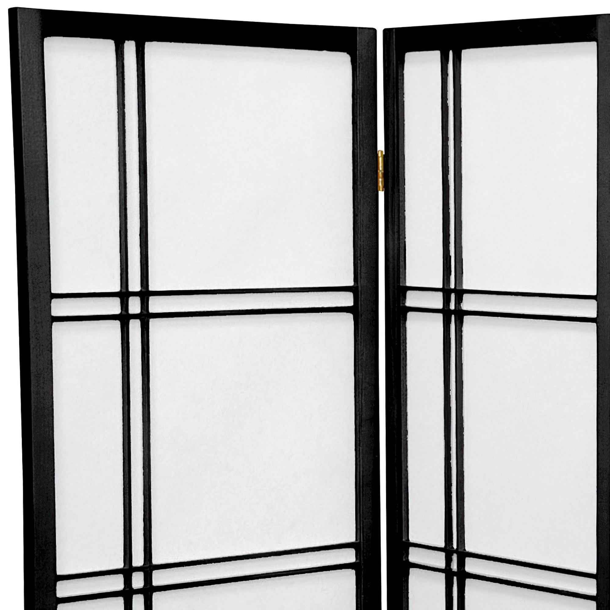 Oriental Furniture 3 Ft Tall Double Cross Shoji Screen, black, 3 panel