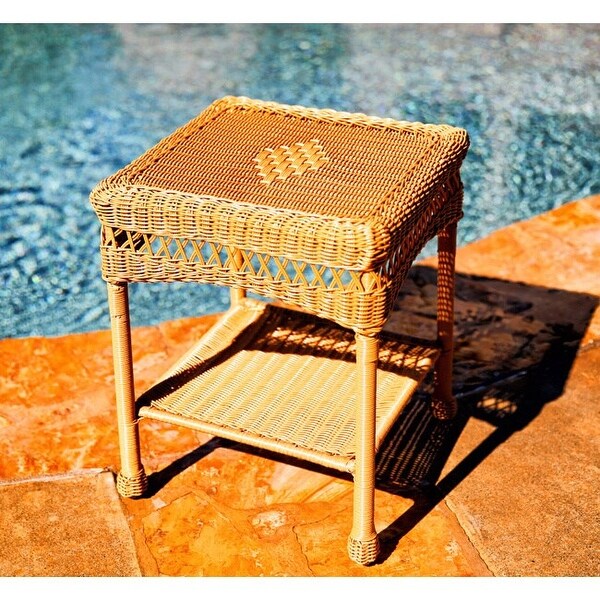 Portside Southwest Amber Square Outdoor Wicker Side Table