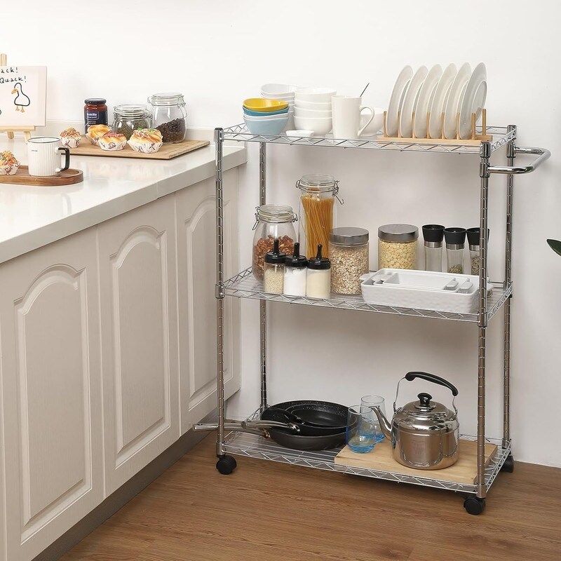 3 Tiers Kitchen Rolling Utility Cart