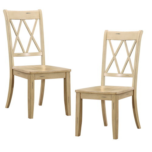 Casual Buttermilk Finish Side Chairs Set of 2 Pine...