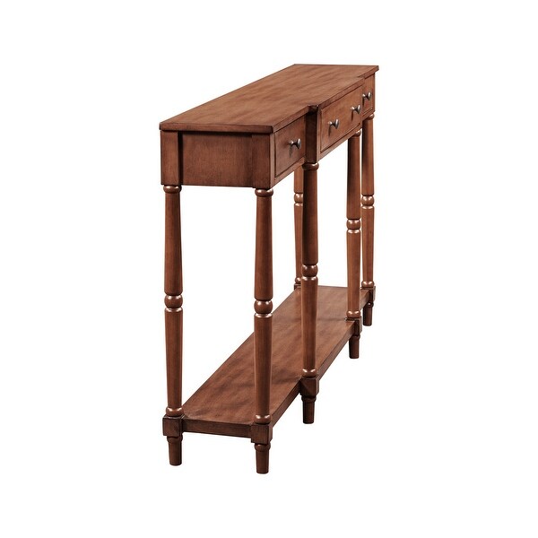 Solid Wood Console Table， Entryway Table with Storage Shelf and Drawer