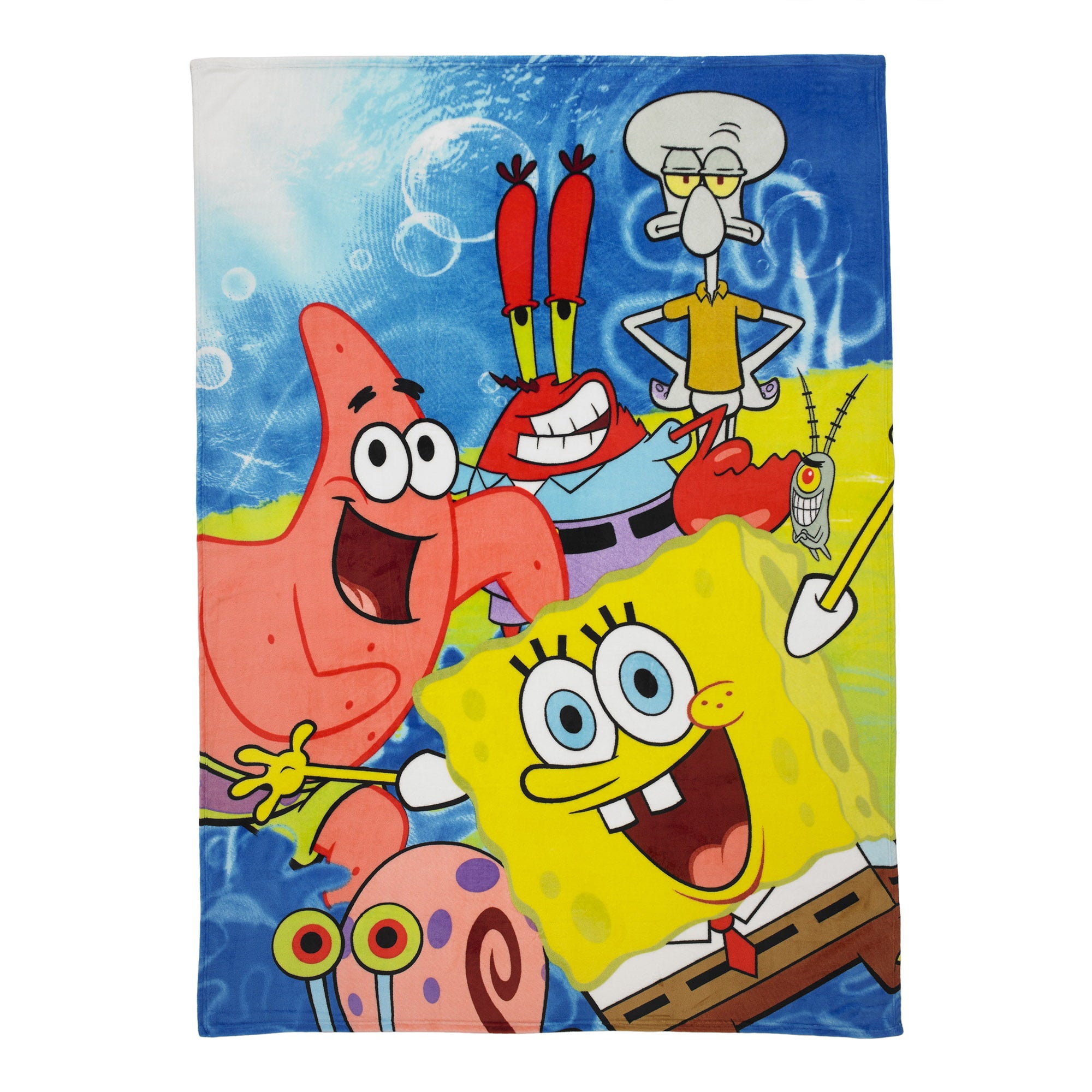 SpongeBob SquarePants Kids Plush Twin/Full Blanket， 62 x 90， Yellow， Nickelodeon