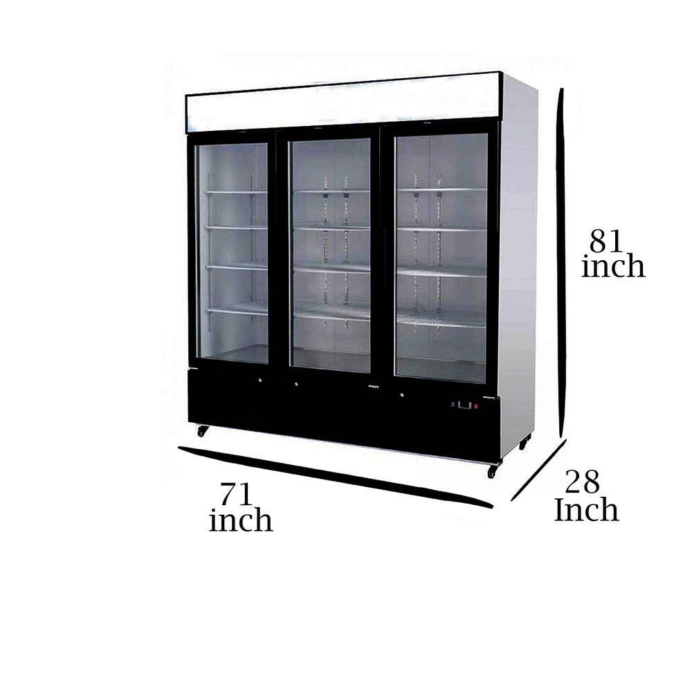 Cooler Depot 72 in. 56 cu. ft. Commercial 3 Glass Doors Refrigerator Merchandiser in White dxxgdm69b